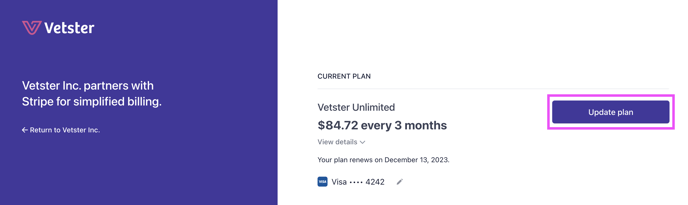 Stripe billing update plan